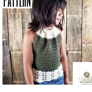 Crochet PATTERN | Girl's Laskeside Halter Top Crochet Pattern | Size 2-10 | PDF Digital Download | Child's Summer Crochet Pattern