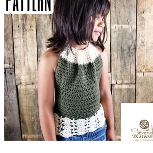 Crochet PATTERN | Girl&#39;s Laskeside Halter Top Crochet Pattern | Size 2-10 | PDF Digital Download | Child&#39;s Summer Crochet Pattern