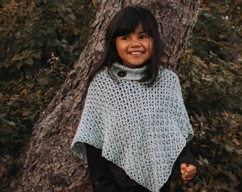 Crochet PATTERN | Cowl Neck Poncho | Women's Poncho Pattern Size 6-16 | Girl's Size 2-16 Poncho Pattern | PDF Digital Download