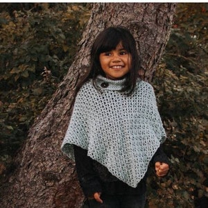 Crochet PATTERN | Cowl Neck Poncho | Women's Poncho Pattern Size 6-16 | Girl's Size 2-16 Poncho Pattern | PDF Digital Download