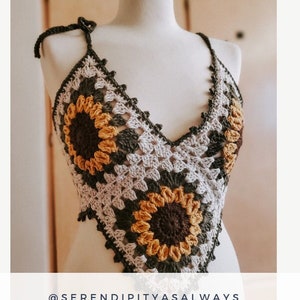 Crochet PATTERN | Sunflower Festival Top Crochet Pattern | Women's Summer Crop Top Pattern | Granny Square Top Crochet Pattern