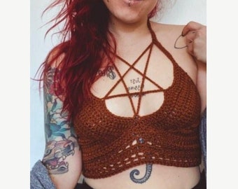 Crochet PATTERN | Pentagram Crop Top Crochet Pattern | Women's Witchy Halter Top Pattern | Sexy Wiccan Top Crochet Pattern | Summer Crochet