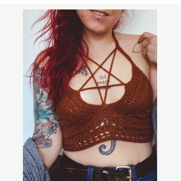 Crochet PATTERN | Pentagram Crop Top Crochet Pattern | Women's Witchy Halter Top Pattern | Sexy Wiccan Top Crochet Pattern | Summer Crochet