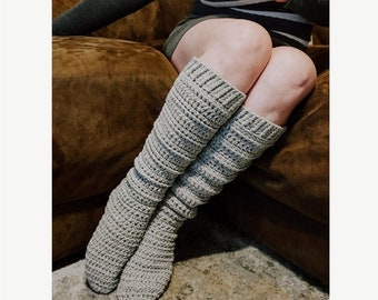 Crochet PATTERN Luxuriously Lush Lounge Socks | Lounge Around Sock Pattern | Comfy Cozy Knee High Sock Pattern | PDF Digital Download