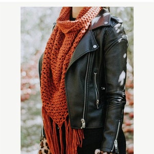 Crochet PATTERN Boho Cowl Neck Triangle Fringe Scarf | Desert Winds Scarf Pattern | Easy Crochet Pattern | Autumn Fall Crochet Pattern PDF