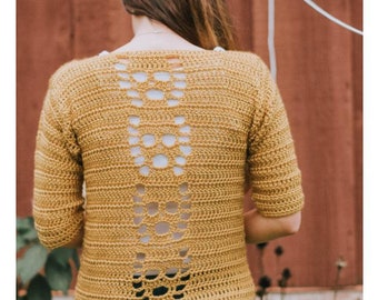 Crochet PATTERN Skull EnV Sweater | Women's V Neck Sweater Crochet Pattern | Fall Crochet Pattern | Halloween Sweater Crochet PDF Download