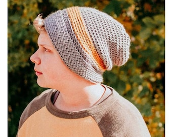 Crochet PATTERN | Men's Hat Crochet Pattern | Boy's Hat Crochet Pattern | Crochet Pattern for Men | Knittish Slouch Beanie PDF Pattern