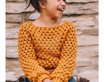 Embrace the Change Sweater Crochet Pattern for Girls | Sizes 12 Months up to 12 Years Pattern | Fall/Winter Sweater PDF Pattern for Child