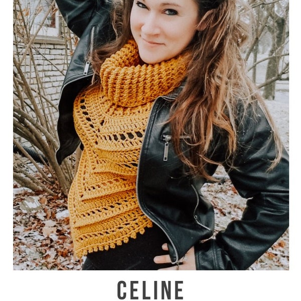 Crochet PATTERN | Celine Cowl Neck Vest Pattern | Triangle Vest | Women's Sweater Vest Crochet Pattern | Ribbed Cowl Neck Vest | Digital PDF