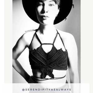 Crochet PATTERN | Batty Bralette Top Crochet Pattern | Women&#39;s Bat Wing Halter Top Pattern | Sexy Halloween Bat Woman Crochet Top