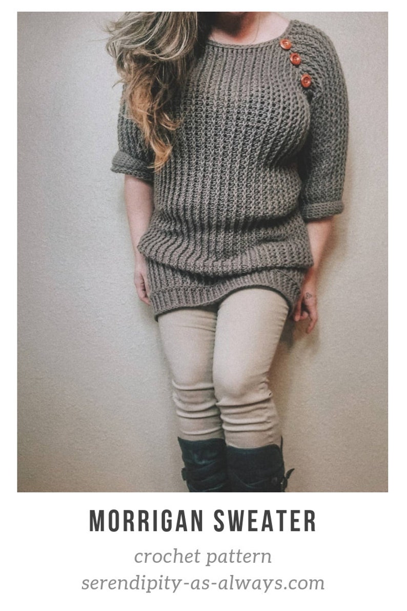 Morrigan Sweater Crochet Pattern | Ribbed Dress, Women's Sizes (PDF Pattern) image 4