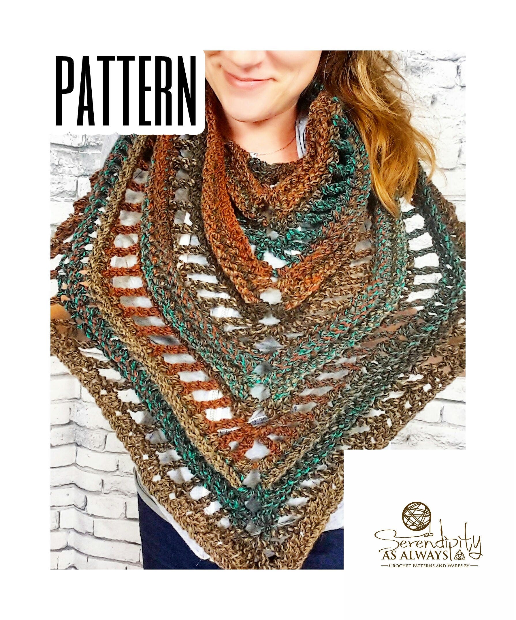 Crochet PATTERN | Boho Triangle Scarf Written Pattern | Boho Soul Scarf ...