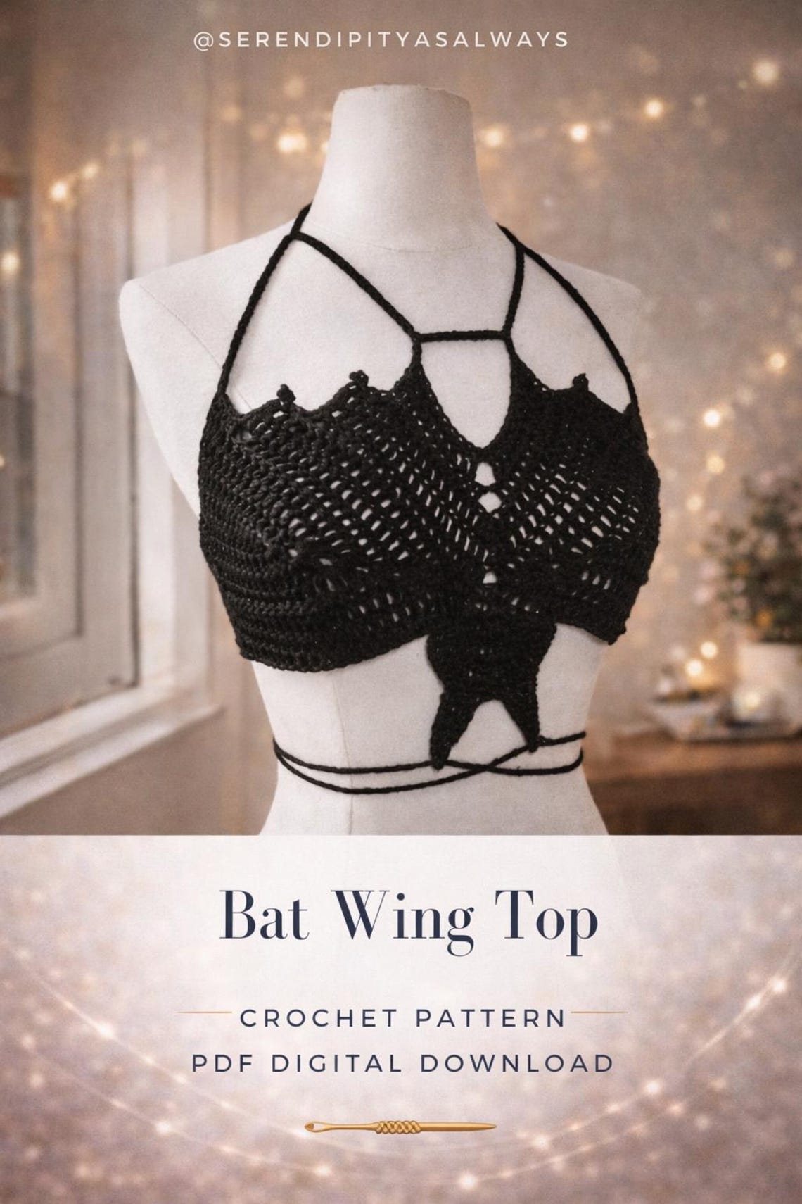 Crochet PATTERN | Batty Bralette Top Crochet Pattern | Women's Bat Wing ...