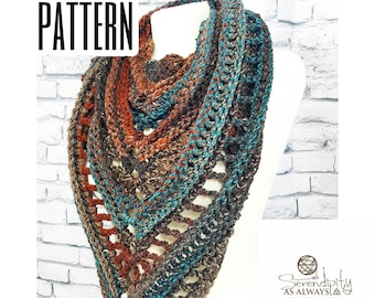 Crochet PATTERN | Boho Triangle Scarf Written Pattern | Boho Soul Scarf Pattern | Autumn Fall Scarf Corchet Instructions | Triangle Scarf