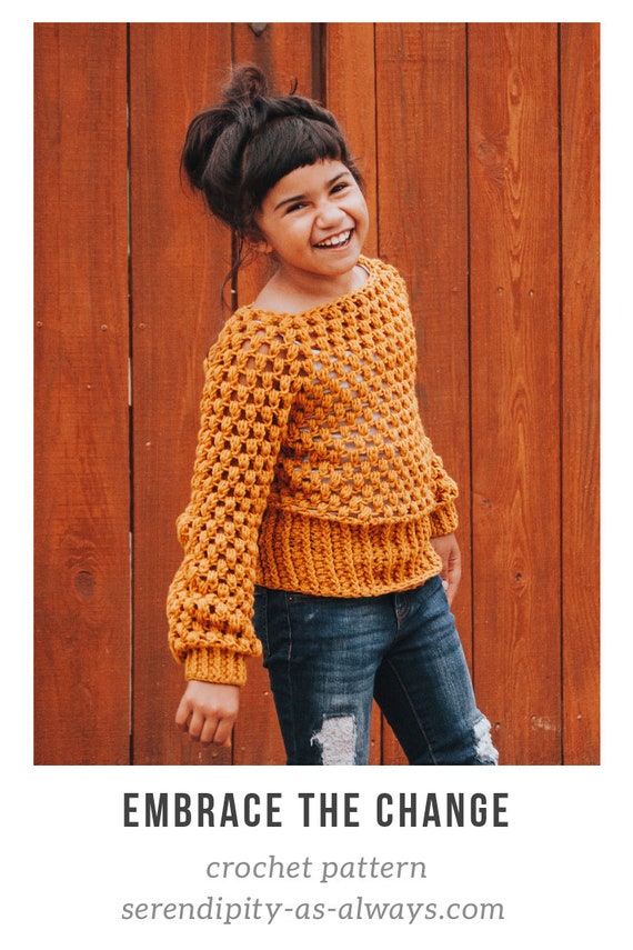 Abraza el Cambio Patron Sueter a Crochet para Nina Tallas 12 Meses hasta 12 Anos Patron Patron PDF Sueter Otono Invierno para Nino Etsy Espana