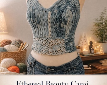 Crochet PATTERN | Ethereal Beauty Cami Festival Top Crochet Pattern | Women's Summer Crop Top Pattern | Granny Square Top Crochet Pattern