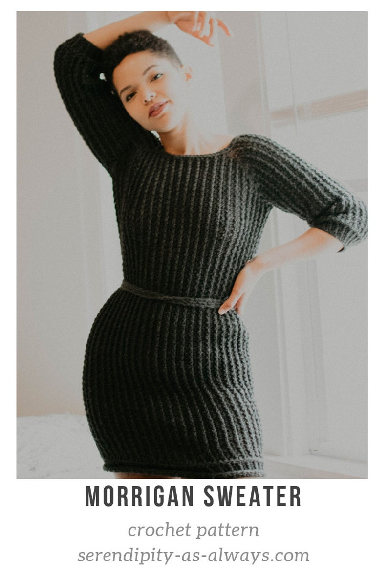 Morrigan Sweater Crochet Pattern | Ribbed Dress, Women's Sizes (PDF Pattern) image 3