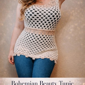 Crochet PATTERN | Bohemian Beauty Tunic Pattern | Summer Crochet | Crochet Women's Top Pattern | Granny Crochet Pattern | PDF Download image 1