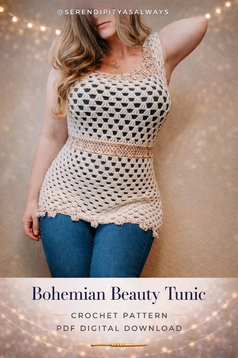 Crochet PATTERN | Bohemian Beauty Tunic Pattern | Summer Crochet | Crochet Women's Top Pattern | Granny Crochet Pattern | PDF Download image 1