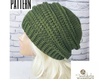 Crochet PATTERN | Ribbed Slouchy Beanie Crochet Pattern | Slouch Hat Crochet Pattern | Fall Autumn Winter Crochet Beanie Pattern | PDF