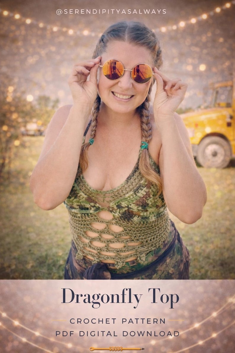 Crochet PATTERN | Dragonfly Top Crochet Pattern | Women's Halter Top Crochet Pattern | Cross Back Top Crochet Pattern | Summer Crochet image 1