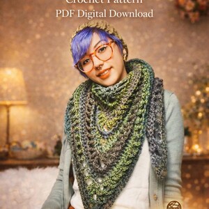 Crochet PATTERN | Boho Triangle Scarf Written Pattern | Boho Soul Scarf Pattern | Autumn Fall Scarf Corchet Instructions | Triangle Scarf image 2