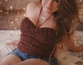 Crochet PATTERN Bomb Shell Halter Top | Women's Summer Fashion Crochet Pattern | Crochet Tank Top Pattern | Tube Top Crochet Pattern PDF