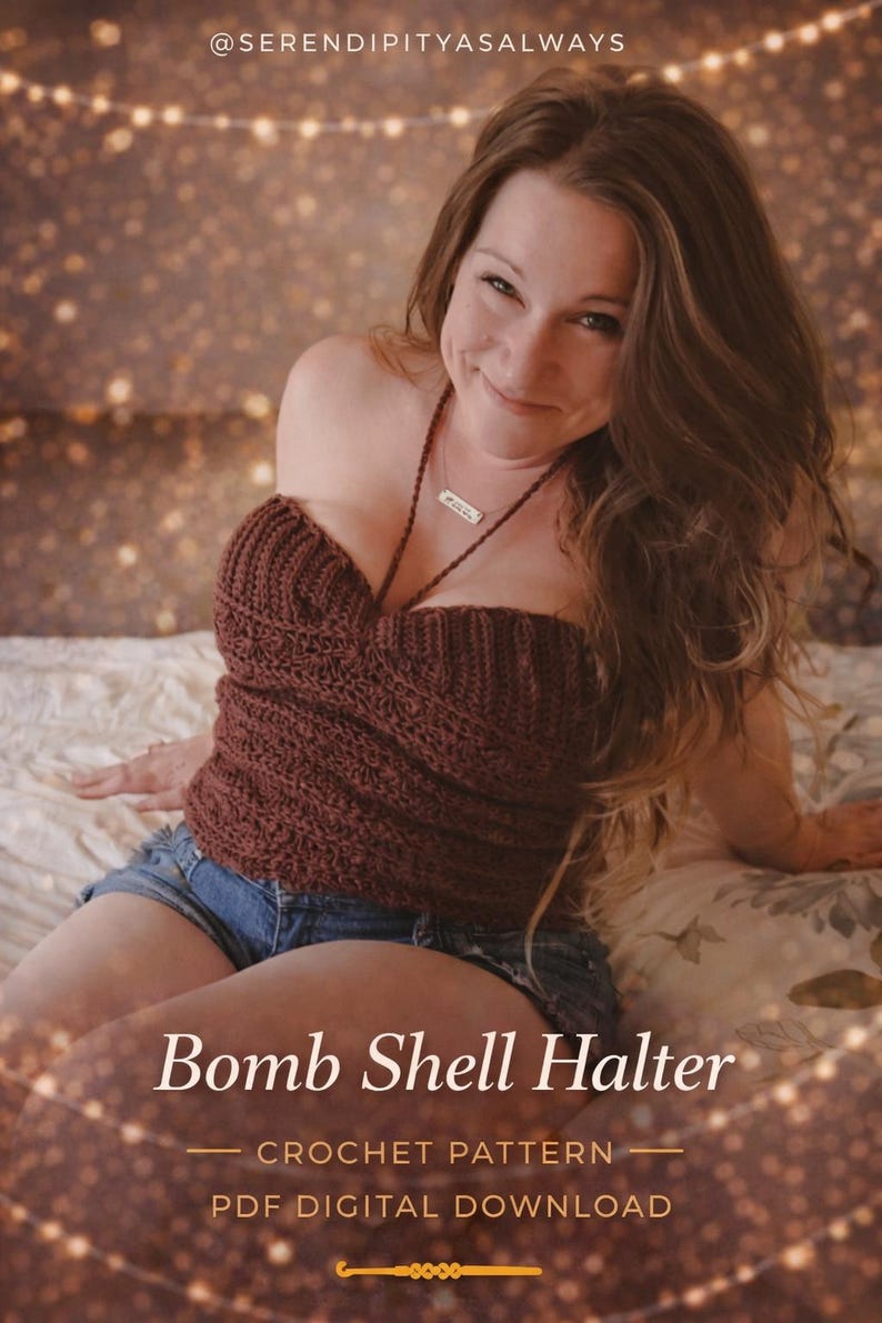 Crochet PATTERN Bomb Shell Halter Top | Women's Summer Fashion Crochet Pattern | Crochet Tank Top Pattern | Tube Top Crochet Pattern PDF image 1