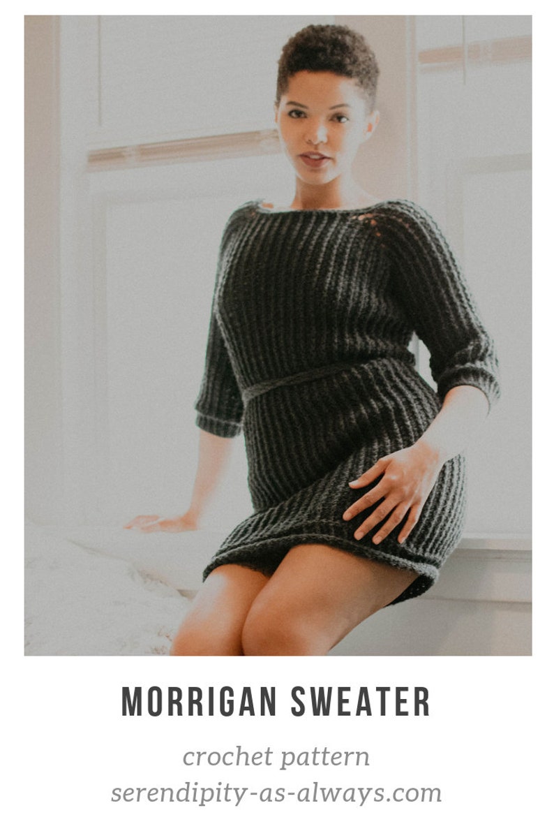 Morrigan Sweater Crochet Pattern | Ribbed Dress, Women's Sizes (PDF Pattern) image 5