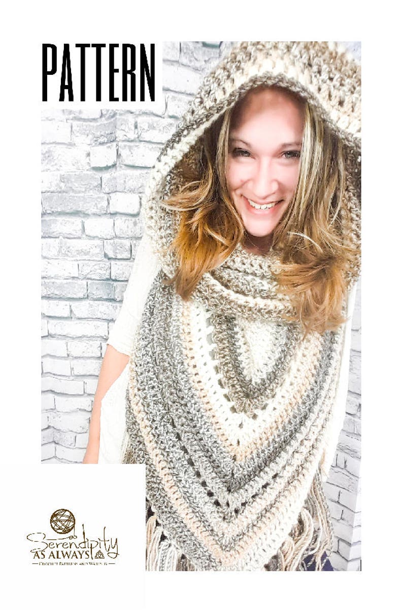 Crochet PATTERN Boho Hooded Scarf Hooded Triangle Scarf Crochet Pattern Boho Fringe Scarf Pattern Wanderlust Hooded Scarf Pattern image 5