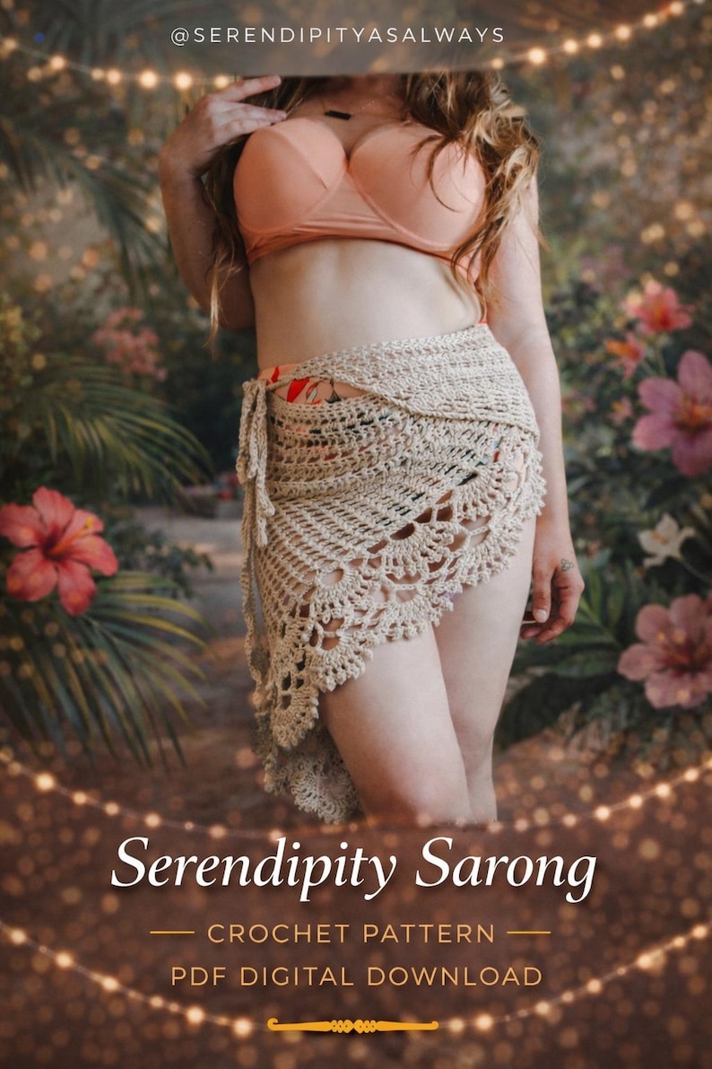 Crochet PATTERN Serendipity Sarong | Women's Summer Wrap Skirt Crochet Pattern | Swimsuit Coverup Crochet Pattern | PDF Digital Download image 1