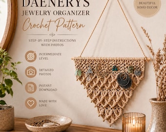 Crochet Earring Organizer PATTERN PDF |Boho Jewelry Holder | Wall Hanging Crochet Pattern | Instant Download
