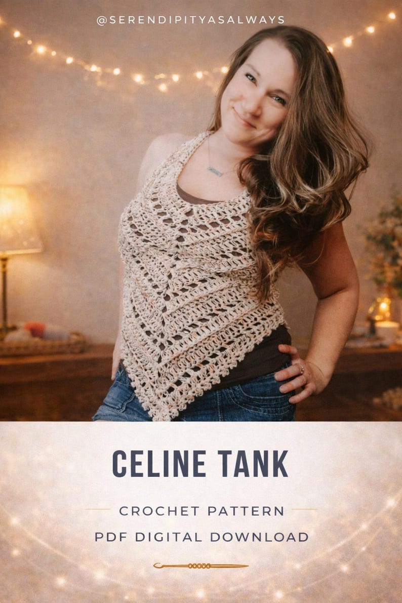 Celine Tank Crochet PATTERN | Womens Triangle Tank Top Pattern | Textured Top Pattern | Halter top Crochet Pattern for Summer | PDF Download image 1