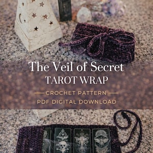 Crochet PATTERN Tarot Wrap | Tarot Pouch Pattern | Oracle Card Wrap with Pocket Pattern | Crochet Pouch for Tarot Cards Pattern image 1