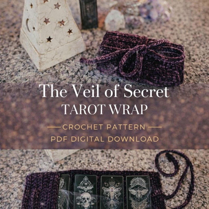 Crochet PATTERN Tarot Wrap | Tarot Pouch Pattern | Oracle Card Wrap with Pocket Pattern | Crochet Pouch for Tarot Cards Pattern image 1