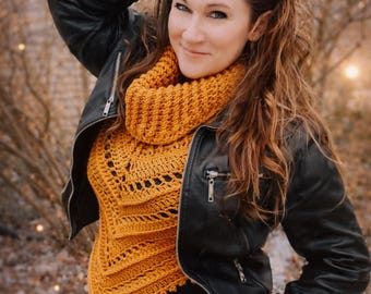 Crochet PATTERN | Celine Cowl Neck Vest Pattern | Triangle Vest | Women's Sweater Vest Crochet Pattern | Ribbed Cowl Neck Vest | Digital PDF