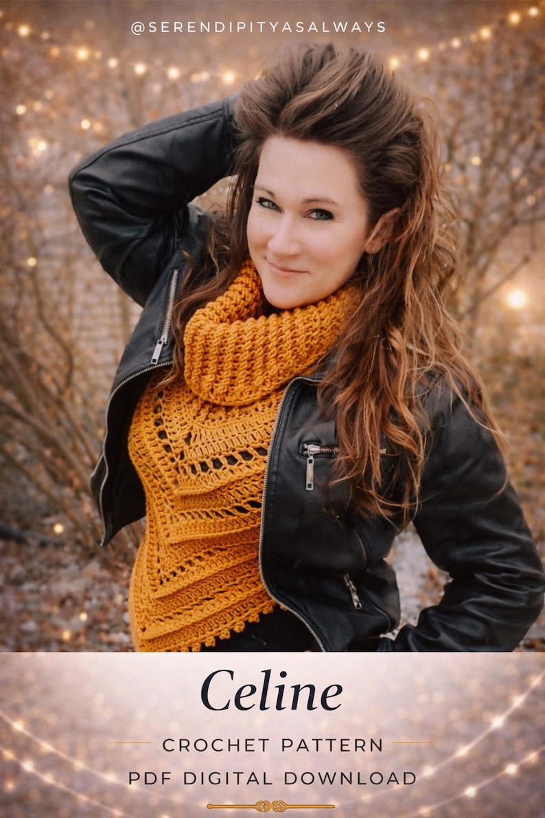 Crochet PATTERN | Celine Cowl Neck Vest Pattern | Triangle Vest | Women's Sweater Vest Crochet Pattern | Ribbed Cowl Neck Vest | Digital PDF image 1
