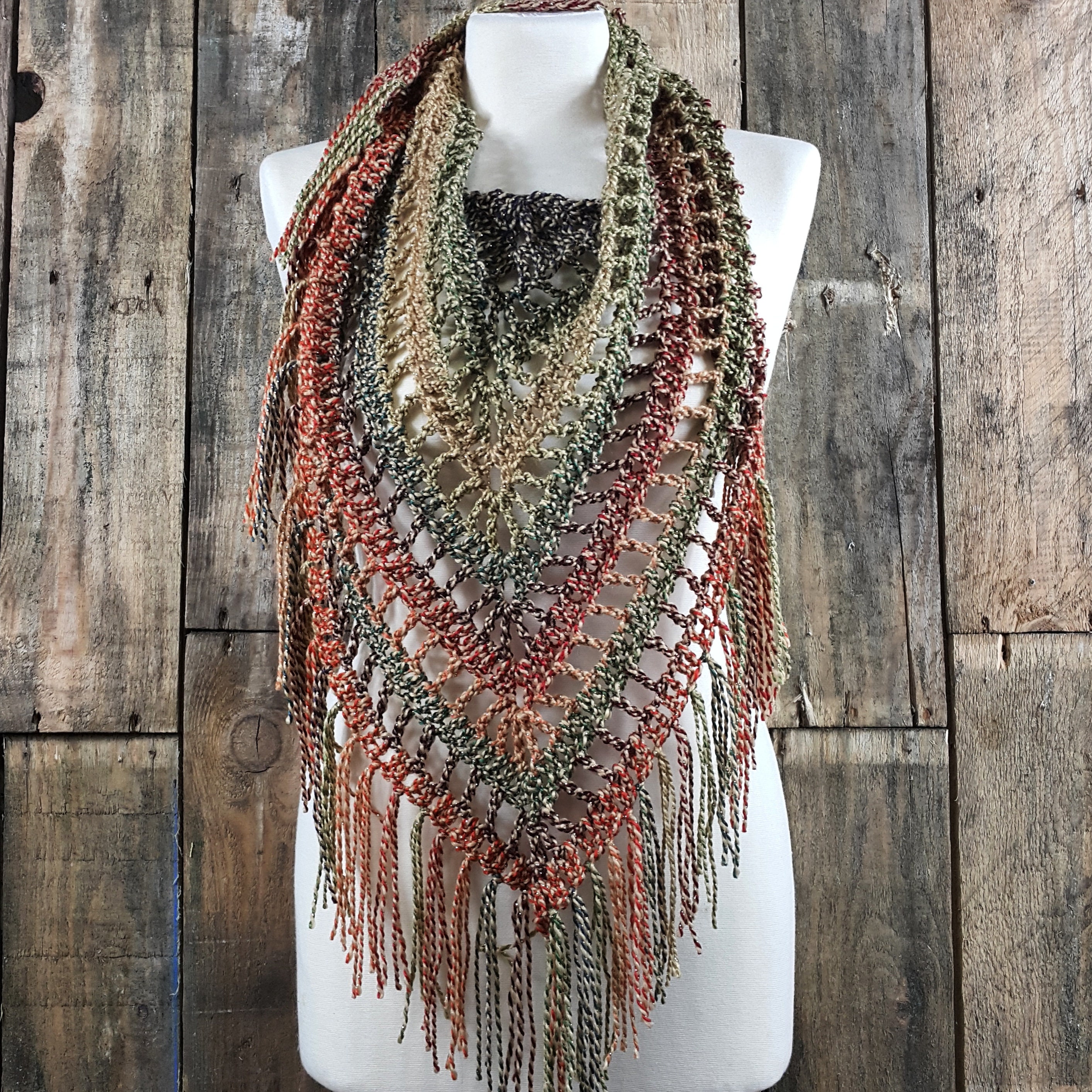 Sunburst Boho Fringe Scarf Women's Triangle Scarf Spring Light