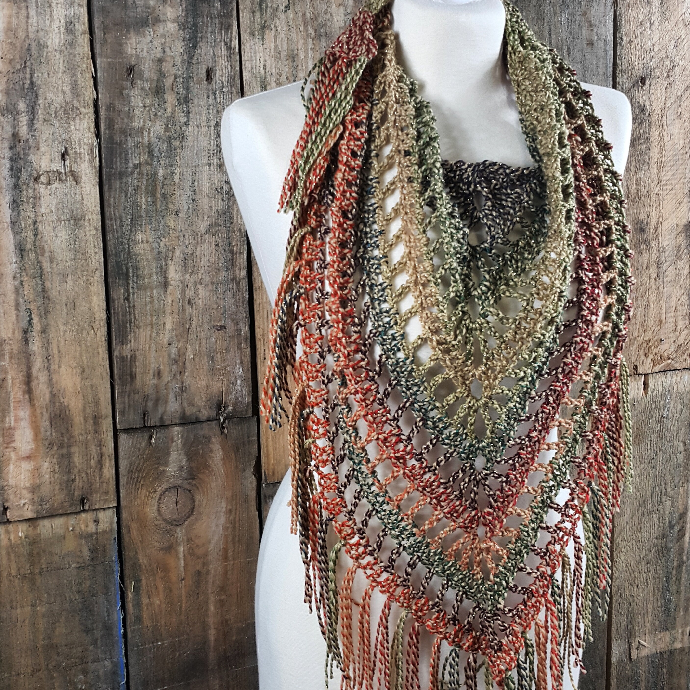 Sunburst Boho Fringe Scarf Women's Triangle Scarf Spring Light