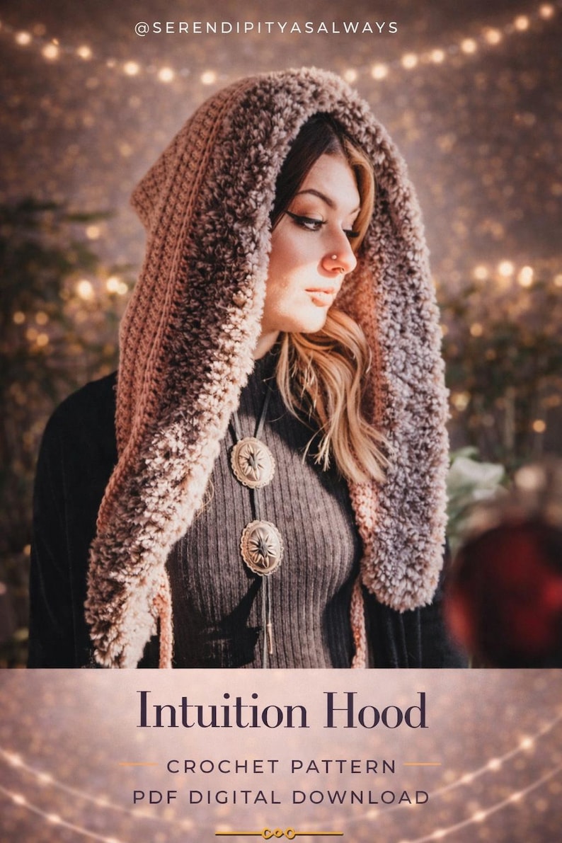 Crochet PATTERN | Intuition Hood Pattern | Faux Fur Hood Crochet Pattern for Children and Adult Sizes | Winter Hood PDF Digital Download | image 1