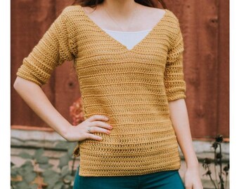 Basic V-Neck Crochet Sweater: Free Pattern in Sizes XS - 5XL - Heart Hook  Home