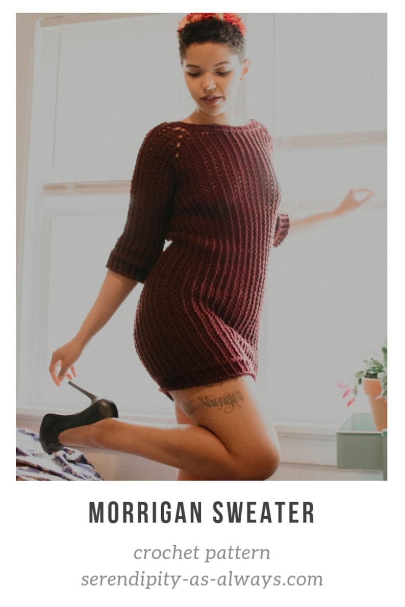 Morrigan Sweater Crochet Pattern | Ribbed Dress, Women's Sizes (PDF Pattern) image 7
