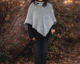 Crochet PATTERN | Cowl Neck Poncho | Women's Poncho Pattern Size 6-16 | Girl's Size 2-16 Poncho Pattern | PDF Digital Download