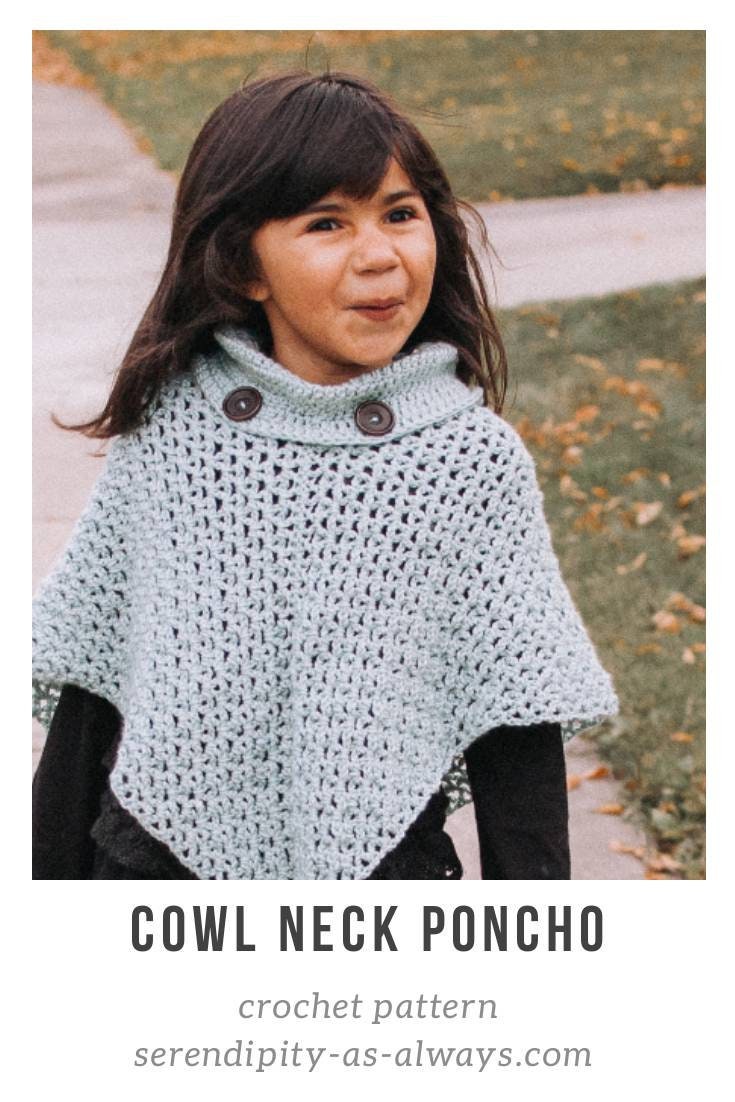 Crochet Poncho Girls Crochet Cowl Neck Poncho Toddler Shawl