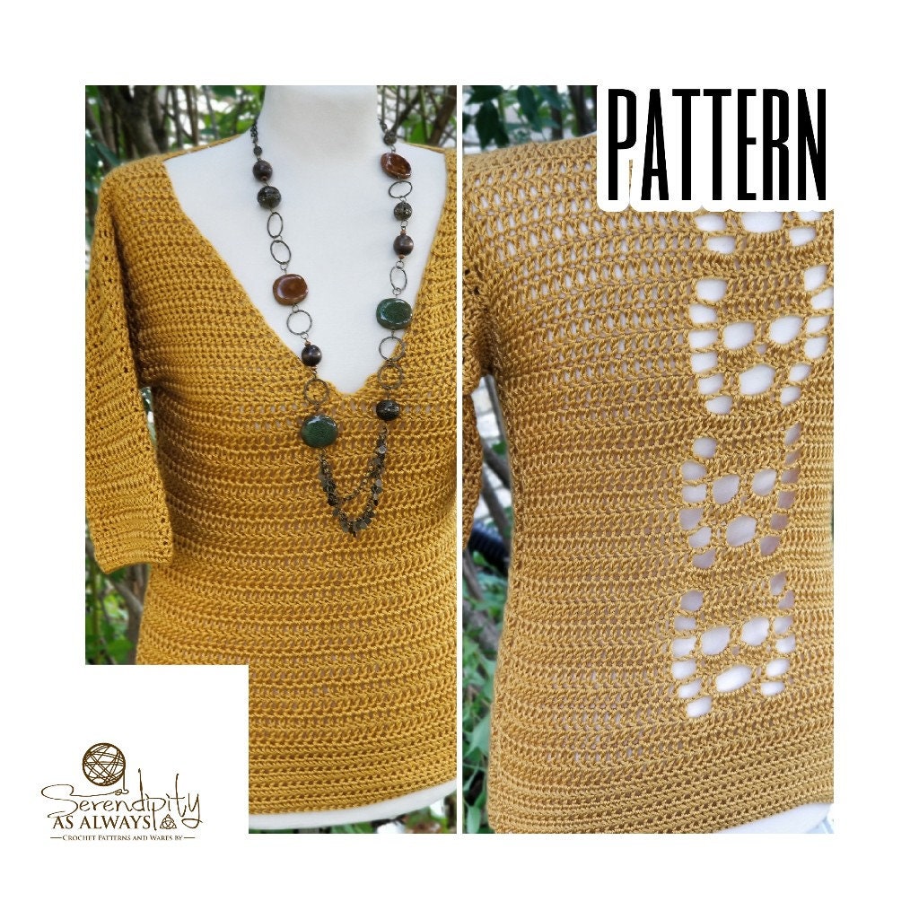 Crochet PATTERN Skull EnV Sweater Women's V Neck Sweater Crochet