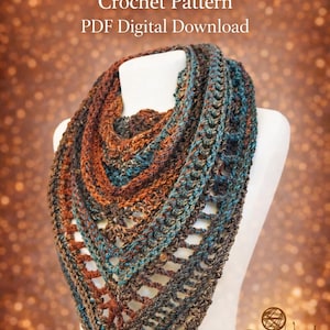 Crochet PATTERN | Boho Triangle Scarf Written Pattern | Boho Soul Scarf Pattern | Autumn Fall Scarf Corchet Instructions | Triangle Scarf