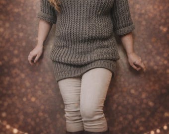 Crochet PATTERN | Morrigan Sweater Pattern | Women's Ribbed Sweater Dress Crochet Pattern | Woman's Spring, Fall, Winter Sweater Pattern