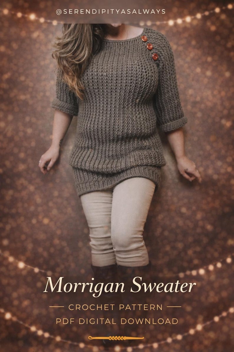 Morrigan Sweater Crochet Pattern | Ribbed Dress, Women's Sizes (PDF Pattern) image 1