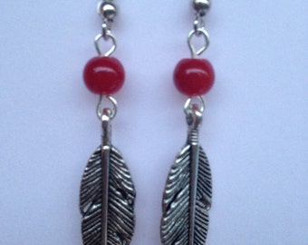 Silver Plated Feather With Bead