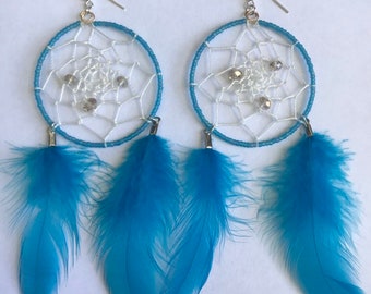 Blue dreamcatcher earrings